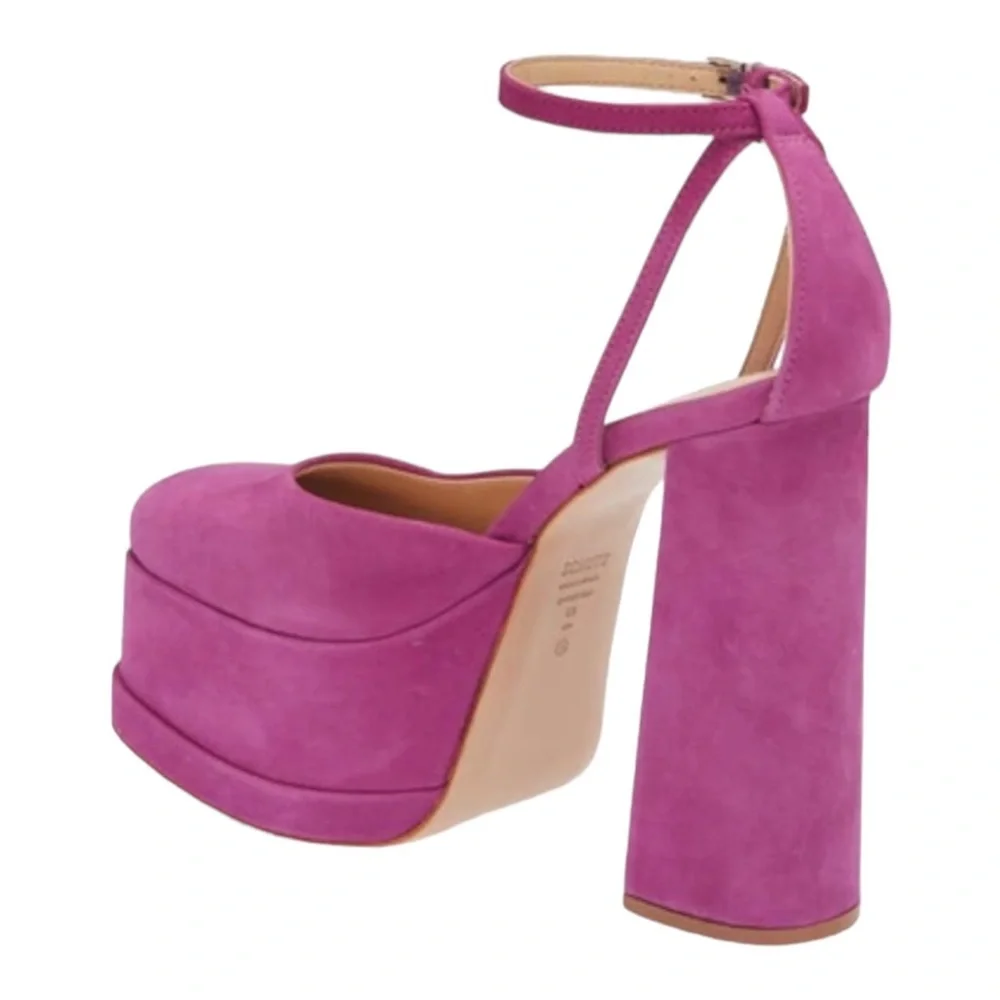 SCHUTZ Luan Suede Fuchsia Pink Platform Ankle Heels